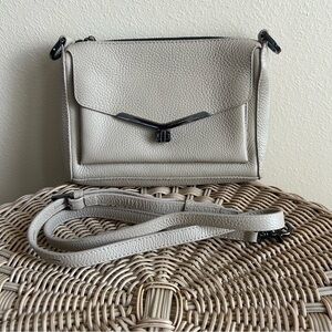 Botkier Pebbled Leather Crossbody in Light Gray with Silver Hardware